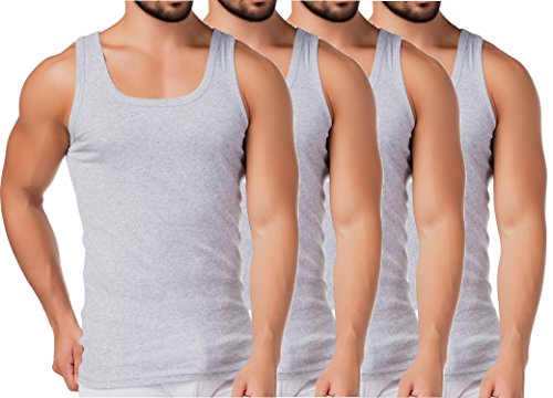 BestSale247 2er oder 4er Pack Herren Classic Unterhemden, Achselhemden, Tank Top, in Weiß Schwarz oder Grau Melange - Feinripp (glatt) -100% Baumwolle (Grau-Melange, 4XL) von BestSale247