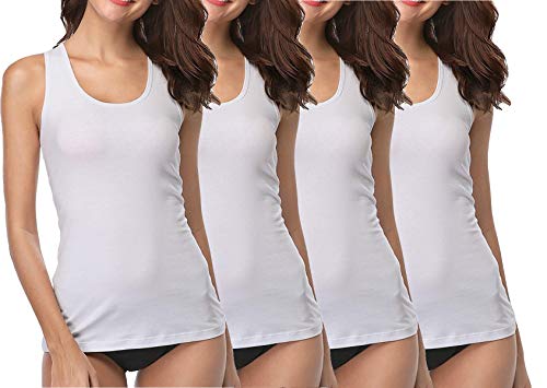 4 Stück Damen Unterhemden - Tank Top aus 100% gekämmte Baumwolle (Tank Top Weiß, 40-42) von BestSale247