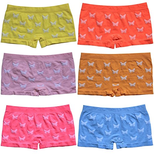 BestSale247 6 | 12 Stück Mädchen Pantys Hipster Shorts Girls Kinder Unterhosen Kids Unterwäsche Mikrofaser 92 bis 158 (110-122, 6 Stück Schmetterling-Motiv) von BestSale247