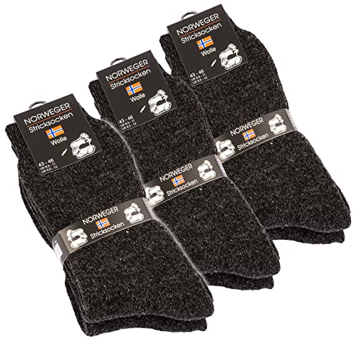 BestSale247 6 Paar Damen & Herren Norweger Socken aus Wolle Stricksocken aus Wolle extrem dick und warm (6 Paar/Dunkelgrau Melange, 39-42) von BestSale247