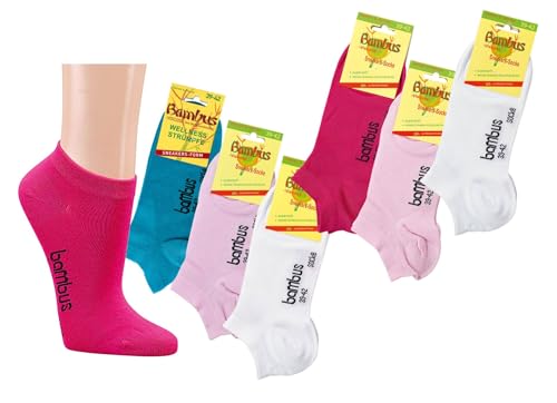 BestSale247 6 Paar Unisex BAMBUS Sneaker Socken kein Naht mit verstärkte Spitze und Ferse - Wellness Strumpfe - Antibakteriell (6 Paar/Farbmix Damen, 35-38) von BestSale247