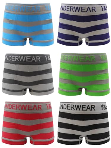 BestSale247 6 Stück Kinder Jungen Boxershorts Unterhosen Kids Unterwäsche Slips Mikrofaser (Farbenmix 1 / 6er Pack, 128-146) von BestSale247