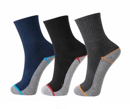 BestSale247 6 oder 12 Paar Herren Thermosocken Baumwolle Warme Dicke Winter Sport Ski Arbeitssocken Schwarz Vollfrottee Gr. 39-42 ; 43-46, 6 Paar | Farbmix, 43-46 von BestSale247