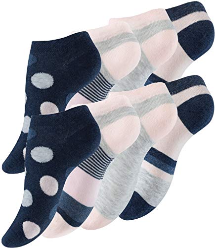 BestSale247 8 Paar Damen Mädchen Motiv Sneaker Socken Baumwolle - Viele trendige Farben (DE/NL/SE/PL, Numerisch, 39, 42, Regular, Regular, Farbenmix 1) von BestSale247