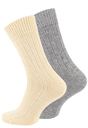 BestSale247 Alpaka Socken, Wollsocken für Damen und Herren (2 Paar) Unisex Feinstrick-Wintersocken (2 Paar/Ecru Grau, 43-46) von BestSale247