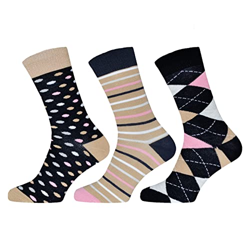 BestSale247 Damen Mädchen Baumwolle Socken (12 Paar) Strümpfe Mehrfarbig Punkte Streifen Karo Ringel (12 Paar/Farbenmix 2, 39-42) von BestSale247
