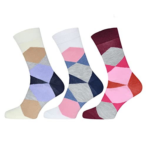 BestSale247 Damen Mädchen Baumwolle Socken (12 Paar) Strümpfe Mehrfarbig Punkte Streifen Karo Ringel (12 Paar/Farbenmix 4, 35-38) von BestSale247
