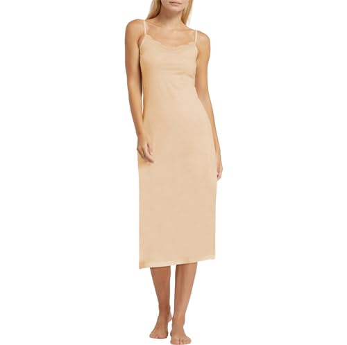 BestSale247 Damen Sexy Unterkleid mit Spitze - aus weichem Bambusstoff, mit einstellbare Trägern Unterröcke Nachthemd Nachtwäsche (Beige Lang, L-XL) von BestSale247