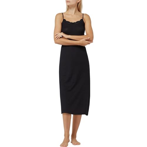 BestSale247 Damen Sexy Unterkleid mit Spitze - aus weichem Bambusstoff, mit einstellbare Trägern Unterröcke Nachthemd Nachtwäsche (Schwarz Lang, L-XL) von BestSale247