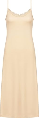 BestSale247 Damen Sexy Unterkleid mit Spitze - einstellbare Trägern nahtlos Unterröcke Nachthemd Nachtwäsche (Beige Lang,XXL-3XL) von BestSale247