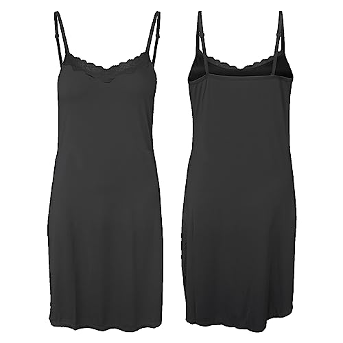 BestSale247 Damen Sexy Unterkleid mit Spitze - einstellbare Trägern nahtlos Unterröcke Nachthemd Nachtwäsche (Schwarz, L/XL) von BestSale247
