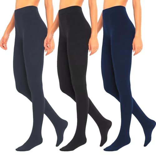 BestSale247 Damen THERMO Strumpfhosen (3er Pack) Super Warm Winter Thermo Unterhose Leggings (3er Pack/Anthrazit Blau Schwarz, L-XL) von BestSale247