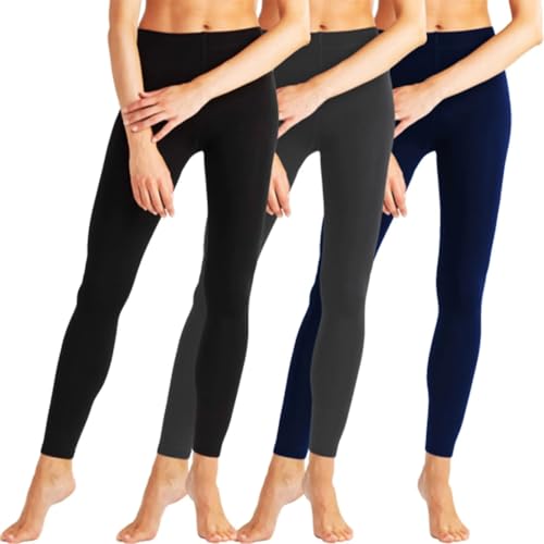 BestSale247 Damen Thermo Leggings (3er Pack) Super Warm Winter Thermo Unterhose Leggins (3er Pack Schwarz Grau Navy, XXL-3XL) von BestSale247