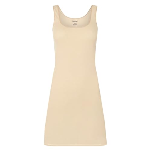 BestSale247 Damen Unterkleid Bambusviskose Slipkleid Unterröcke Nachthemd mit Breiten Trägern (Beige Kurz, XXL-3XL) von BestSale247