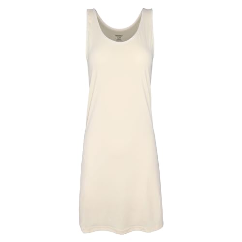 BestSale247 Damen Unterkleid mit Breite Träger Kurz ca. 90 cm oder Lang ca.120 cm - Unterröcke Nachthemd (Beige Kurz, S-M) von BestSale247