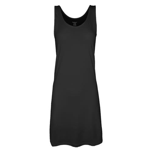 BestSale247 Damen Unterkleid mit Breite Träger Kurz ca. 90 cm oder Lang ca.120 cm - Unterröcke Nachthemd (Schwarz Kurz, XXL-3XL) von BestSale247