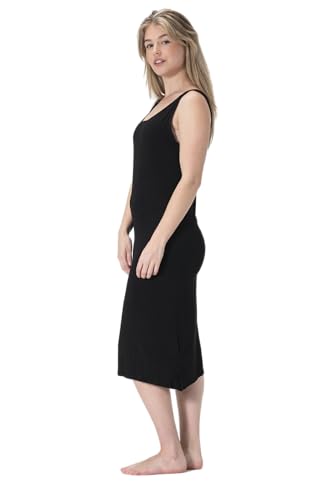 BestSale247 Damen Unterkleid mit Breite Träger Kurz ca. 90 cm oder Lang ca.120 cm - Unterröcke Nachthemd (Schwarz Lang, XXL-3XL) von BestSale247
