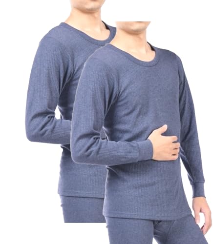 BestSale247 Herren Thermo Unterhemd (2er Pack) mit Innenfleece Skiunterwäsche Baumwolle (Blau, XXL) von BestSale247