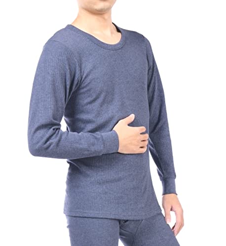 BestSale247 Herren Thermo Unterhemd Innenfleece warmes Winter Unterwäsche Langarm Baumwolle (Blau, 3XL) von BestSale247