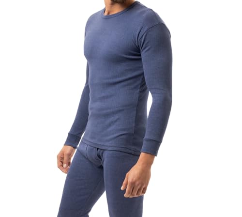 BestSale247 Herren Thermo Unterhemd Innenfleece warmes Winter Unterwäsche Langarm Baumwolle (Marine, XXL) von BestSale247