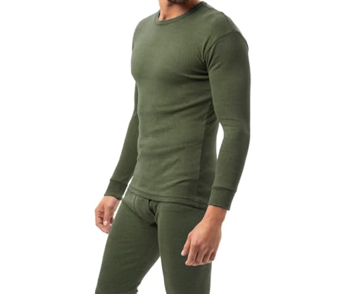 BestSale247 Herren Thermo Unterhemd Innenfleece warmes Winter Unterwäsche Langarm Baumwolle (Olive, 3XL) von BestSale247