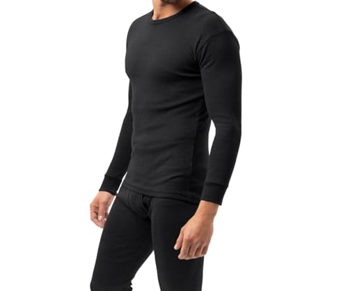 BestSale247 Herren Thermo Unterhemd Innenfleece warmes Winter Unterwäsche Langarm Baumwolle (Schwarz, XXL) von BestSale247