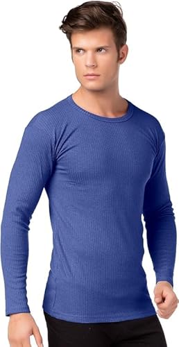 BestSale247 Herren Thermo Unterhemd Langarm -mit Innenfleece Unterwäsche Skiunterwäsche Baumwolle (Blau, L) von BestSale247