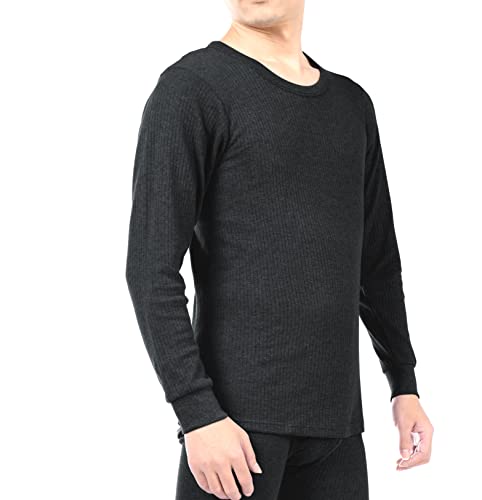 BestSale247 Herren Thermo Unterhemd Langarm -mit Innenfleece Unterwäsche Skiunterwäsche Baumwolle (Schwarz, M) von BestSale247