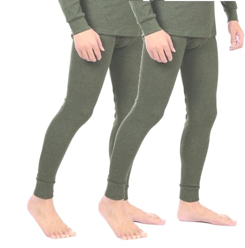 BestSale247 Herren Thermo Unterhose Lang (2er Pack)- Innenfleece warmes Winter Unterwäsche Skiunterwäsche Baumwolle (Olive, XXL) von BestSale247