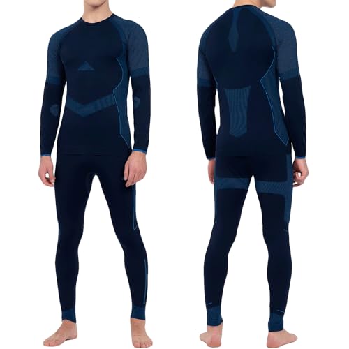 BestSale247 Herren Thermo Unterwäsche Set (Hemd + Hose) Funktionswäsche warmes Winter Skiunterwäsche Nahtlos (Navy Blau, M/L) von BestSale247