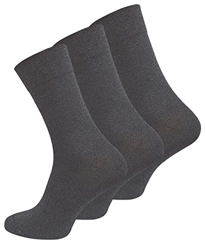 BestSale247 Markenqualität Damen & Herren Diabetiker Socken (6 Paar) mit Komfortbund ohne Gummi & ohne Naht gekämmte Baumwollle (Anthrazit, 35-38) von BestSale247