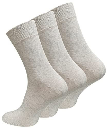 BestSale247 Markenqualität Damen & Herren Diabetiker Socken (6 Paar) mit Komfortbund ohne Gummi & ohne Naht gekämmte Baumwollle (Beige, 35-38) von BestSale247