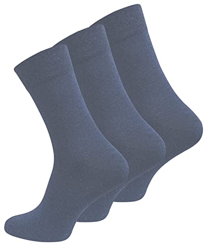 BestSale247 Markenqualität Damen & Herren Diabetiker Socken (6 Paar) mit Komfortbund ohne Gummi & ohne Naht gekämmte Baumwollle (Jeansblau, 35-38) von BestSale247