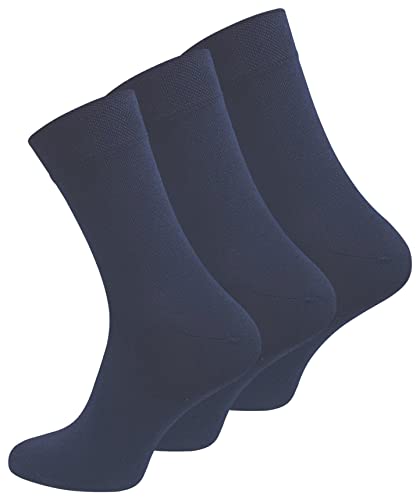 BestSale247 Markenqualität Damen & Herren Diabetiker Socken (6 Paar) mit Komfortbund ohne Gummi & ohne Naht gekämmte Baumwollle (Marineblau, 43-46) von BestSale247