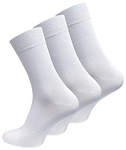 BestSale247 Markenqualität Damen & Herren Diabetiker Socken (6 Paar) mit Komfortbund ohne Gummi & ohne Naht gekämmte Baumwollle (Weiß, 35-38) von BestSale247