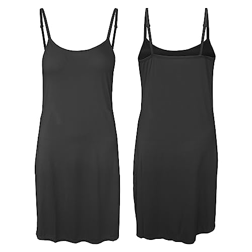 BestSale247 Sexy Damen Unterkleid mit einstellbare Trägern Unterröcke Nachthemd (Schwarz Kurz, XXL/XXXL) von BestSale247