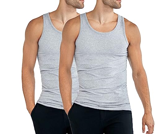 BestSale247 Unterhemden Herren Tank Top 2er Pack Achselhemden Feinripp ohne Nähte (Grau, 5 / M) von BestSale247