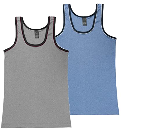 BestSale247 Unterhemden Herren Tank Top 2er Pack Achselhemden Feinripp ohne Nähte (Grau-Blau Melange, 3XL von BestSale247