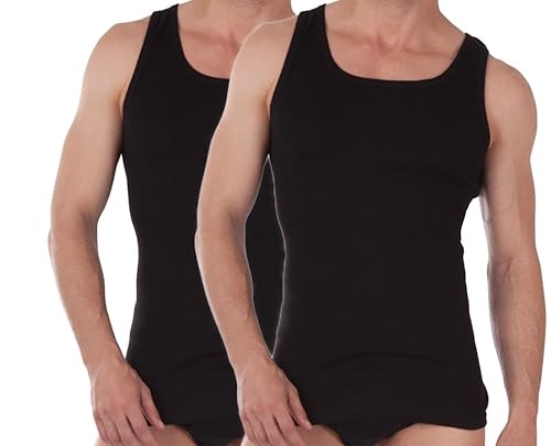 BestSale247 Unterhemden Herren Tank Top 2er Pack Achselhemden Feinripp ohne Nähte (Schwarz, 10 / 4XL) von BestSale247