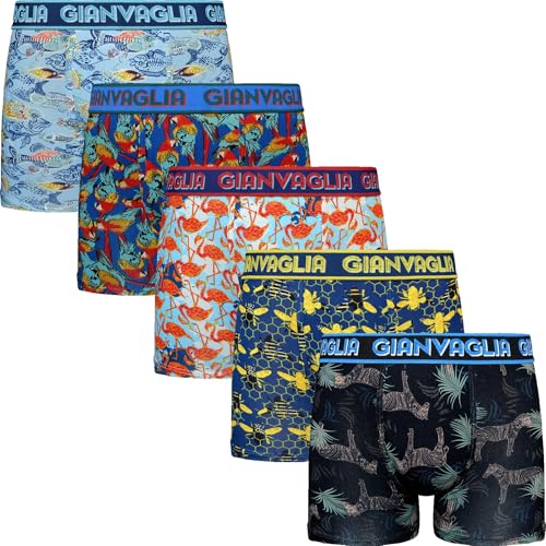 Herren Boxershorts 3er - 5er Pack Unterwäsche Unterhosen Retroshorts Männer Trunks aus super weicher Baumwolle (5er Pack/Farbenmix 5066, L) von BestSale247