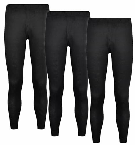Herren Thermo Unterhose Lang 3er Pack Männer Long Johns Skiunterwäsche Baumwolle (3er Pack/Schwarz, XXL) von BestSale247