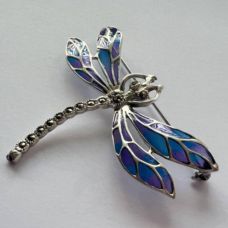 Blaue Libellen Brosche - Silber Schmuck Glas Markasit Geschenk Idee Für Sie Sinnvolles von BestSpanishShop
