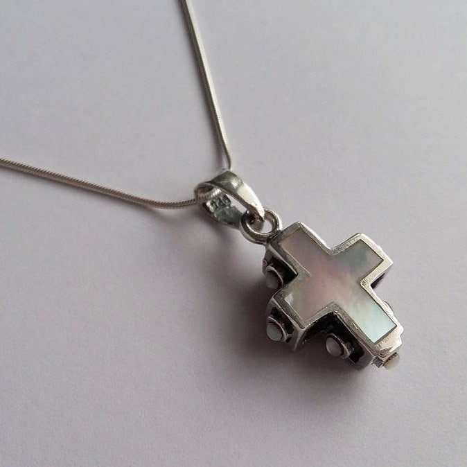Kreuz Anhänger Mit Perlmutt - Ketten Silber Paten Geschenk Ideen Kreuz Anhänger Mit Perlmutt - Ketten Silber Paten Geschenk Ideen von BestSpanishShop