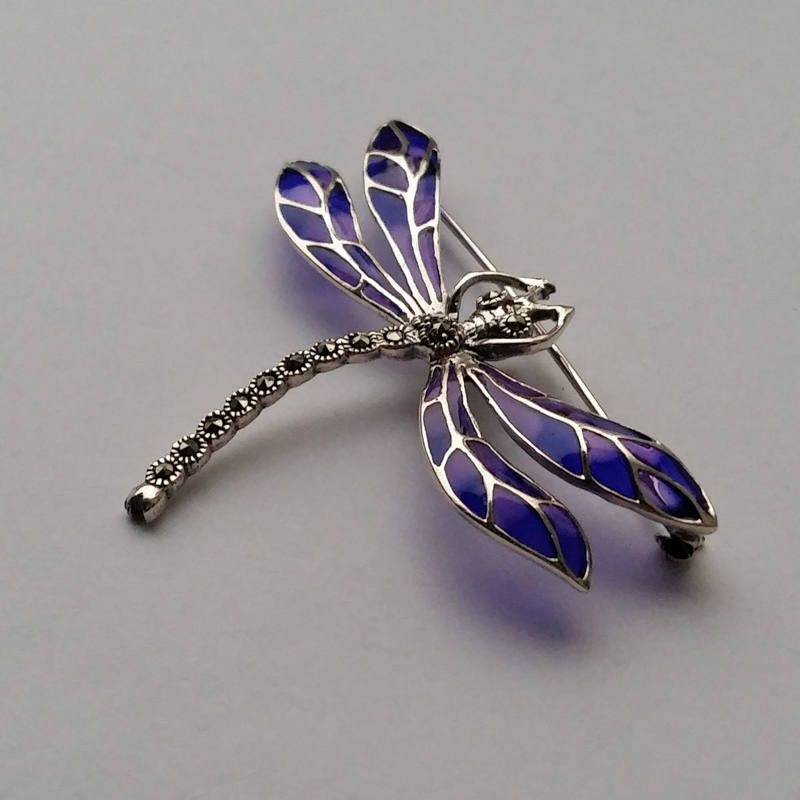 Libellen Brosche - Glas Libelula Azul Schmuck Sterling Silber Markasit Blaue Libellen Brosche - Glas Libelula Azul Schmuck Sterling Silber Markasit Blaue von BestSpanishShop