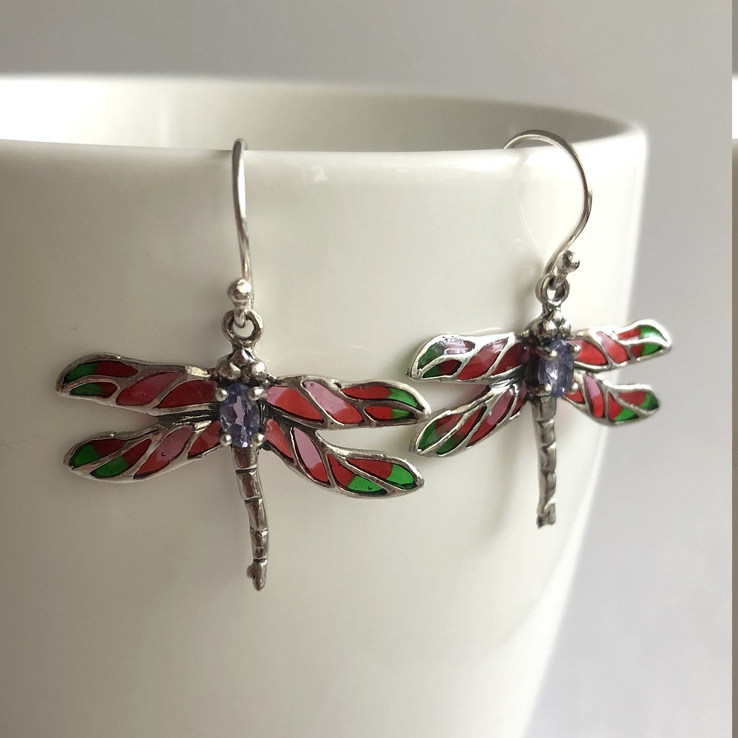 Libellen Ohrringe - Glasmalerei Libelula Rosa Schmuck Sterling Silber Jugendstil Geschenkidee Libellen Ohrringe - Glasmalerei Libelula Rosa Schmuck Sterling Silber Jugendstil Geschenkidee von BestSpanishShop