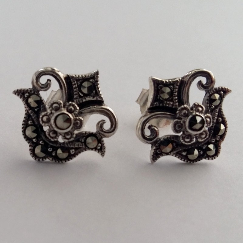 Markasit Ohrringe Julia - Sterling Silber Mit Ohrstecker Royal Look Braut Markasit Ohrringe Julia - Sterling Silber Mit Ohrstecker Royal Look Braut von BestSpanishShop