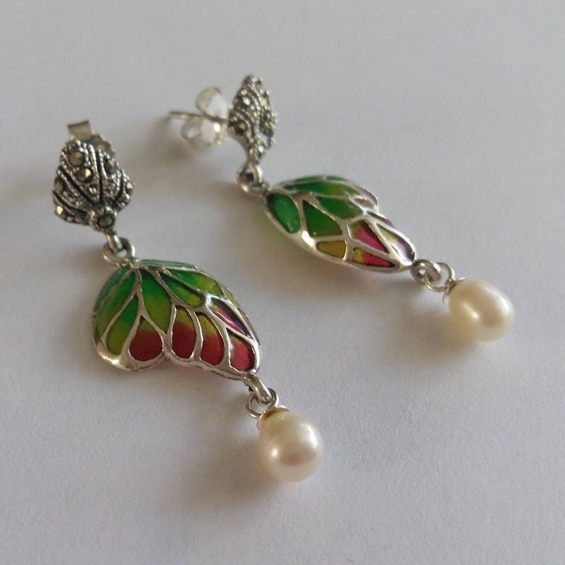 Schmetterling Ohrringe Mariposa Verde - Flügel Schmuck Glasmalerei Silber Grüne Schmetterling Ohrringe Mariposa Verde - Flügel Schmuck Glasmalerei Silber Grüne von BestSpanishShop