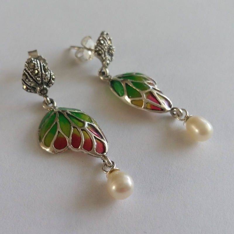 Schmetterling Ohrringe Mariposa Verde - Flügel Schmuck Glasmalerei Silber Grüne Schmetterling Ohrringe Mariposa Verde - Flügel Schmuck Glasmalerei Silber Grüne von BestSpanishShop