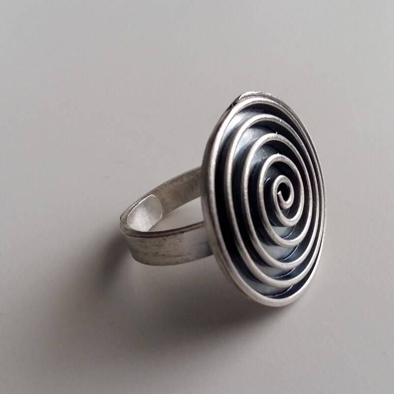 Silber Ring Spirale - Sterling Ringe Spiral Ethno Sinnvolle Verstellbare Einheitsgröße Handgemachte von BestSpanishShop