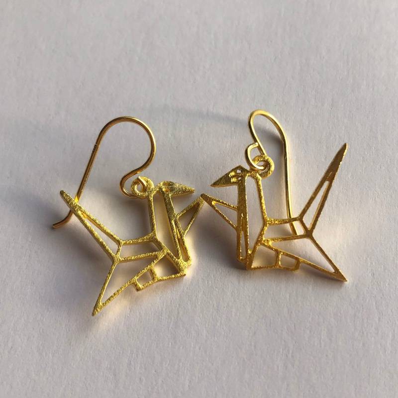Vogel Ohrringe - Origami Kranich Schmuck Sterling Silber Glück Gute Gesundheit Amulett Geschenk Für Sie von BestSpanishShop
